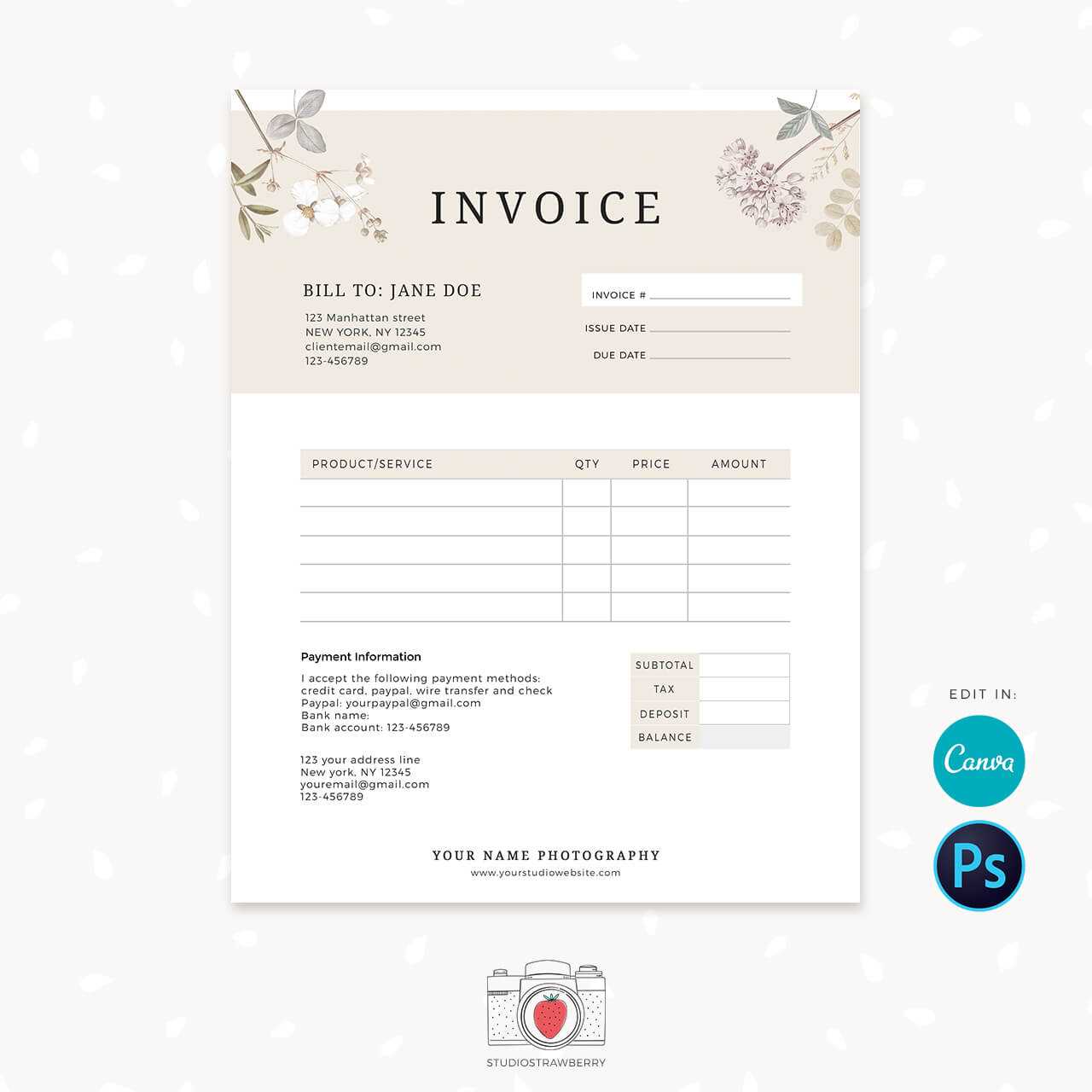 invoice template bank transfer