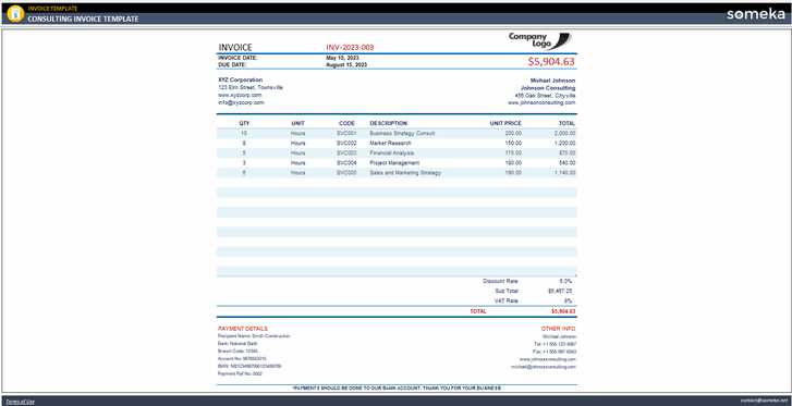 invoice template consulting