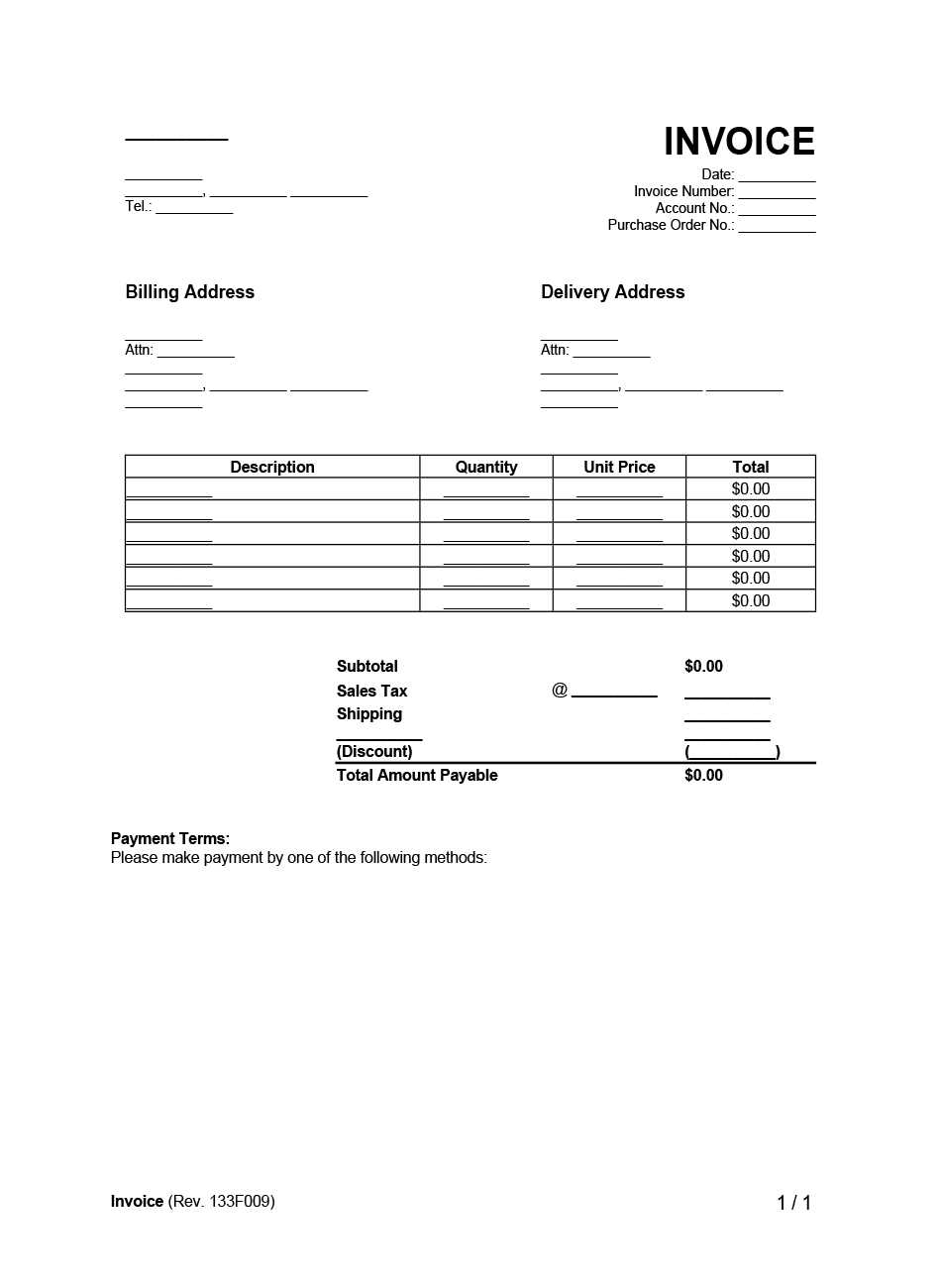 invoice template contractor