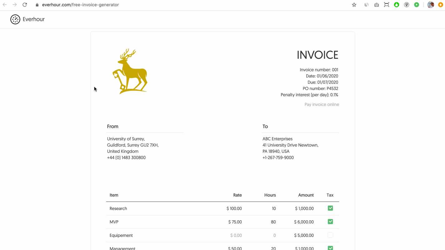 invoice template docs