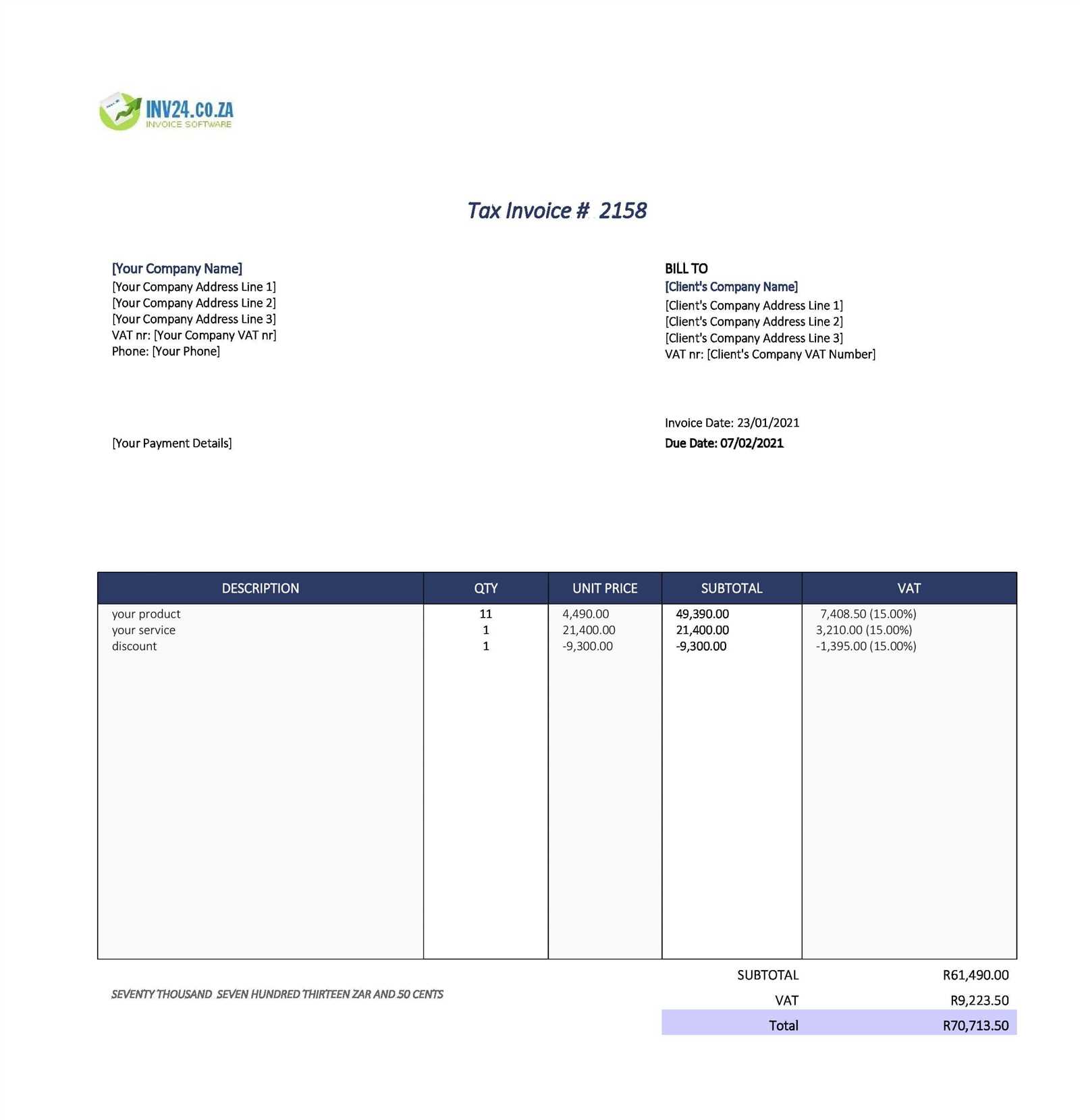 invoice template download free excel