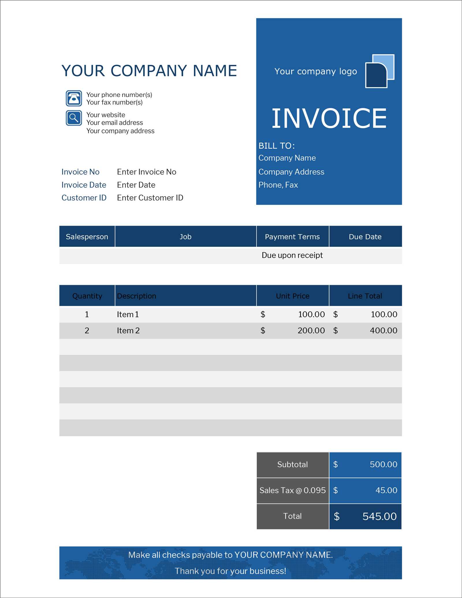 invoice template download free excel