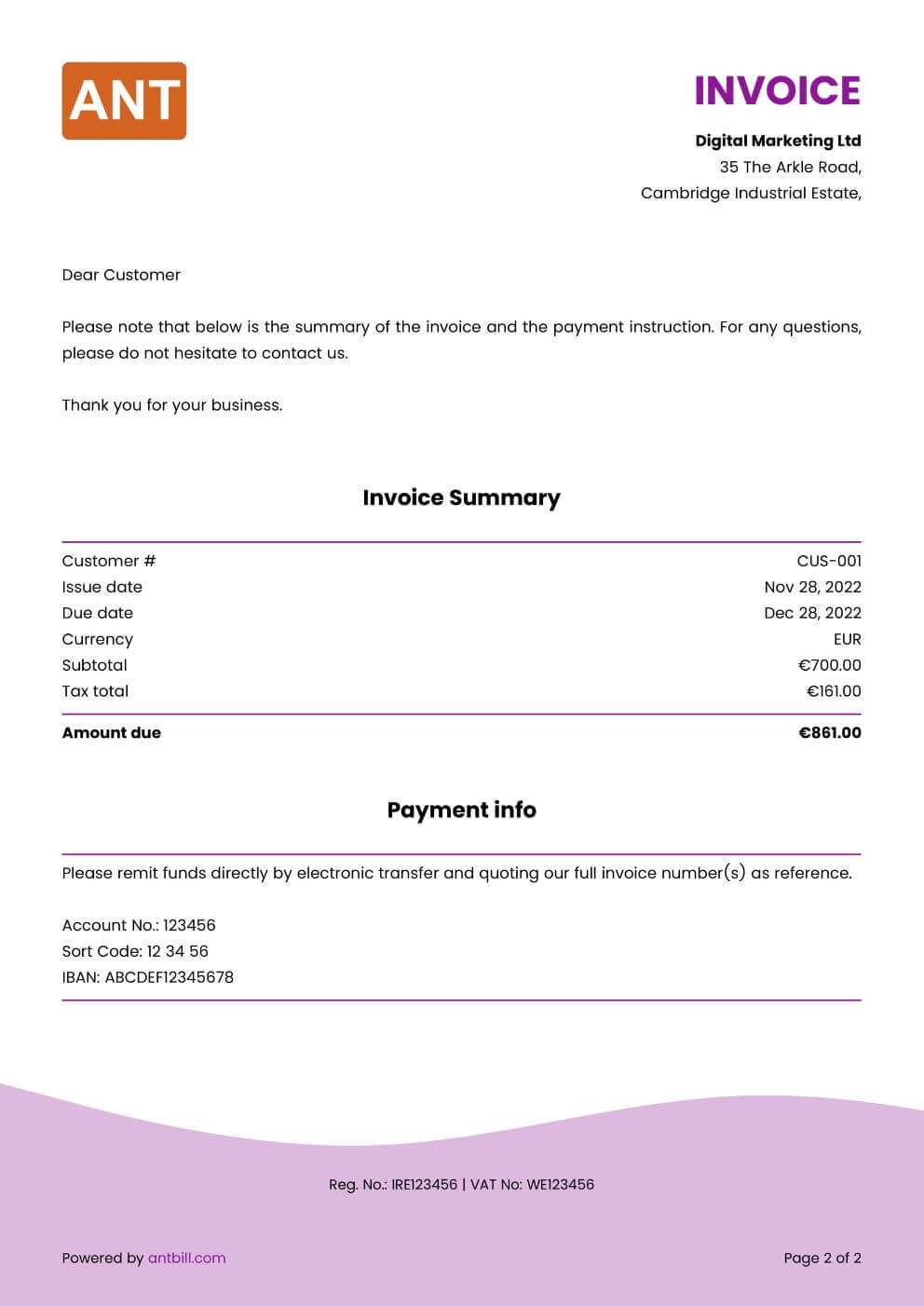 invoice template english