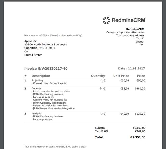 invoice template english