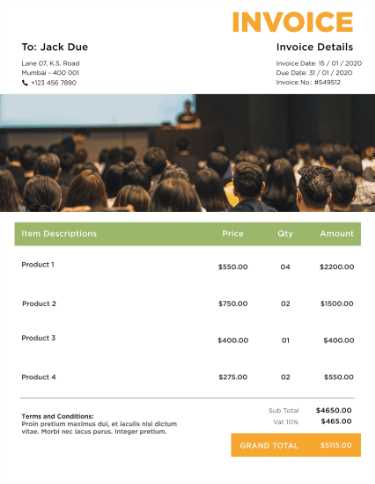 invoice template for apartment rental