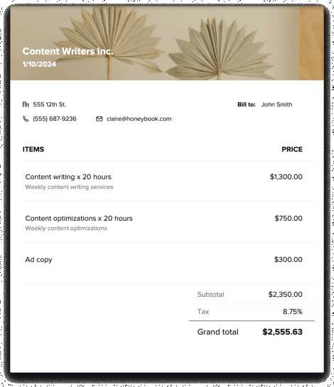 invoice template for apple pages