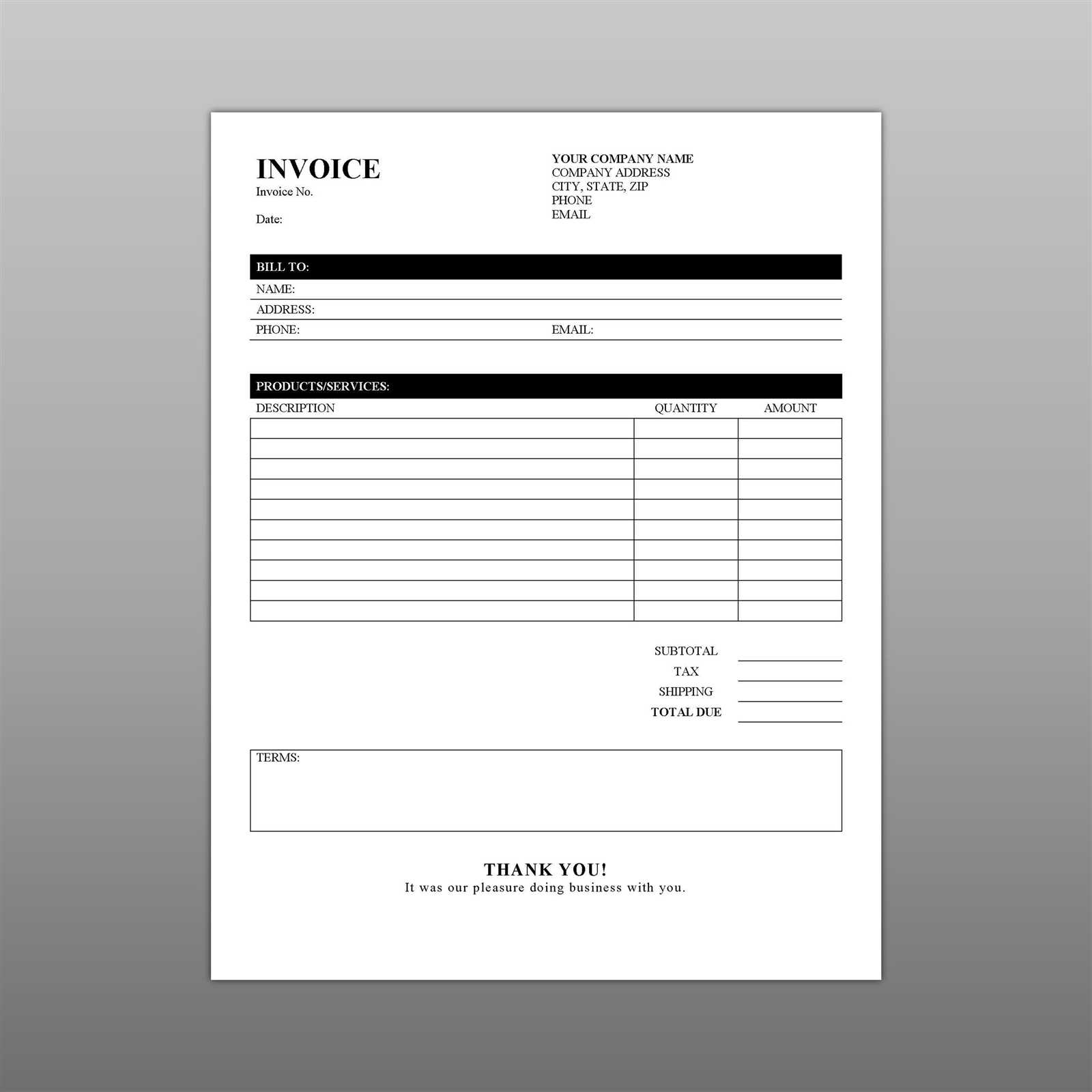 invoice template for free