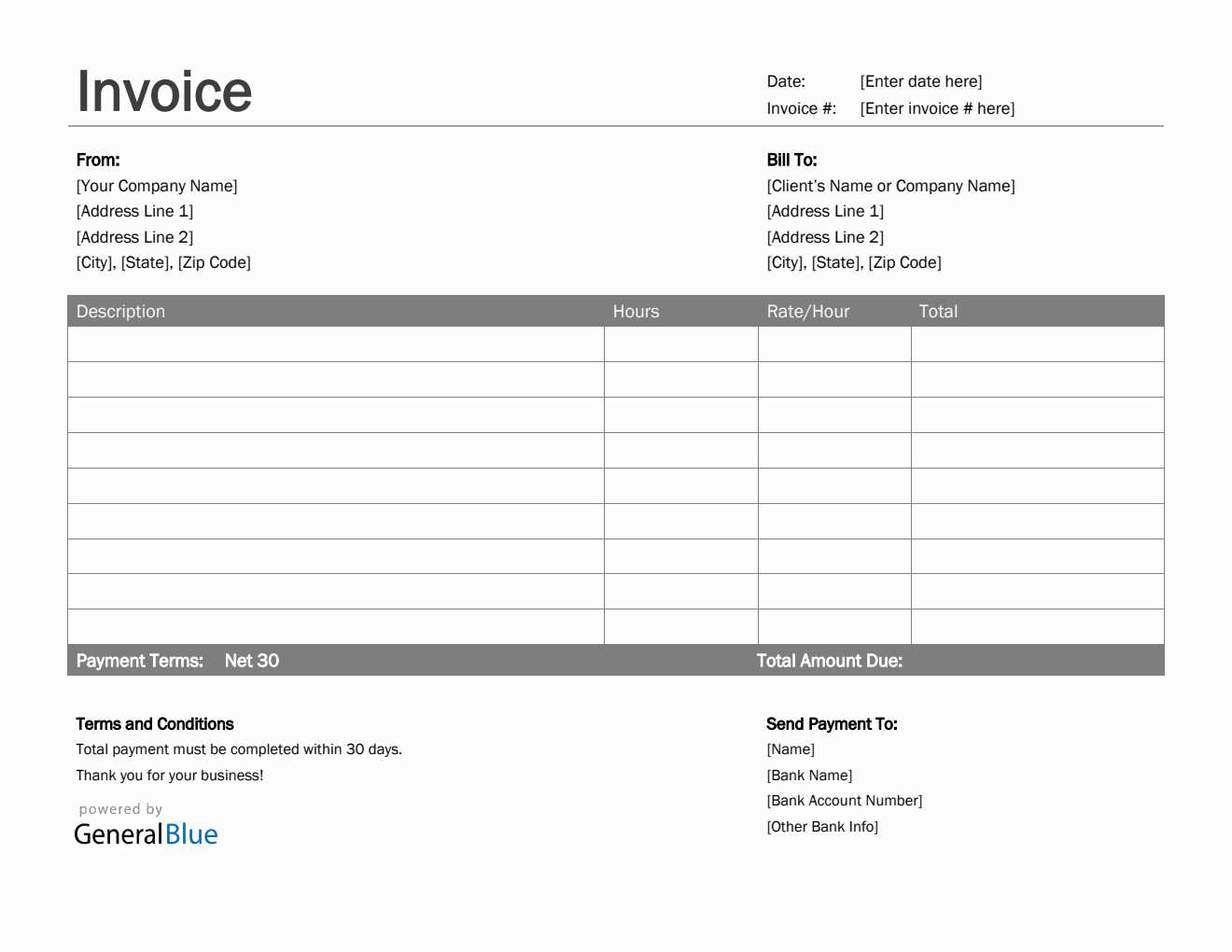 invoice template for freelance writers