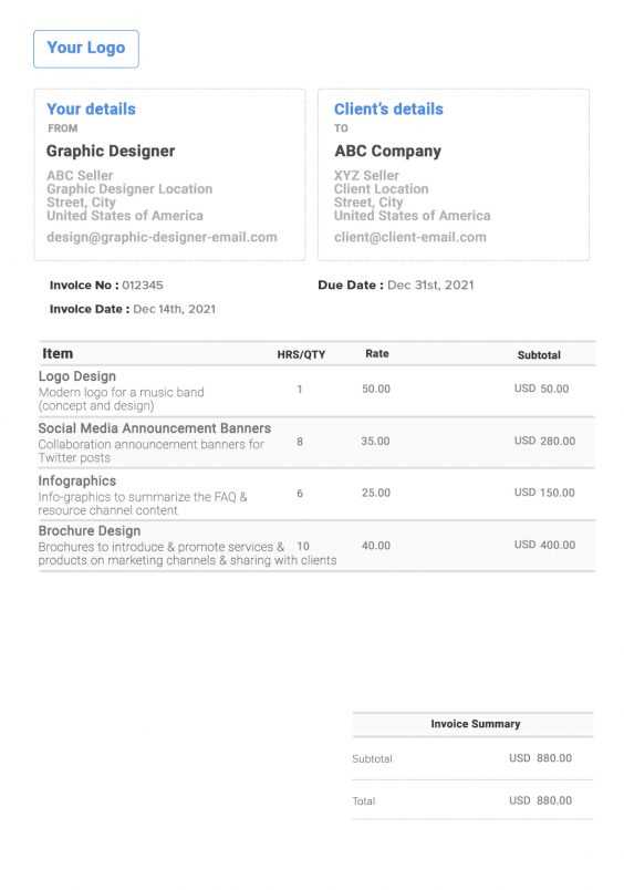 invoice template for graphic designer