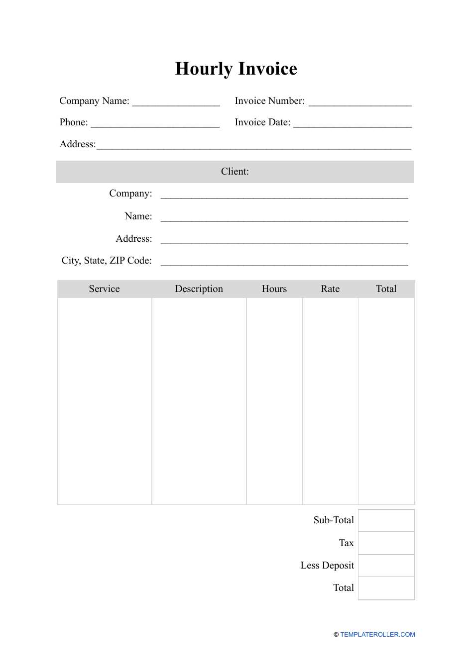 invoice template for hours