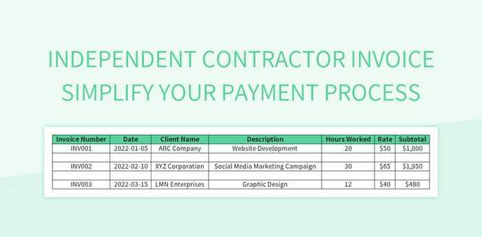 invoice template for independent contractor