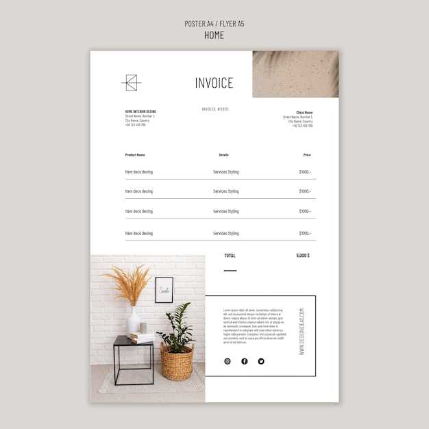 invoice template for interior design services