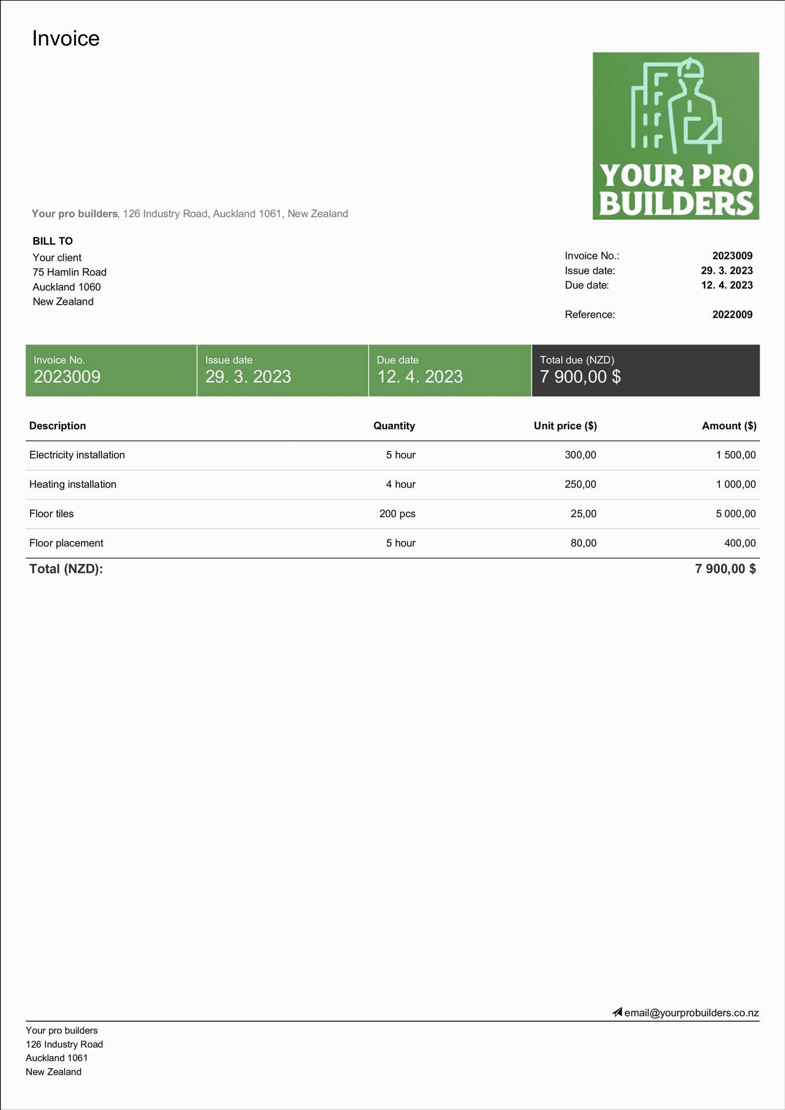 invoice template for ipad pages