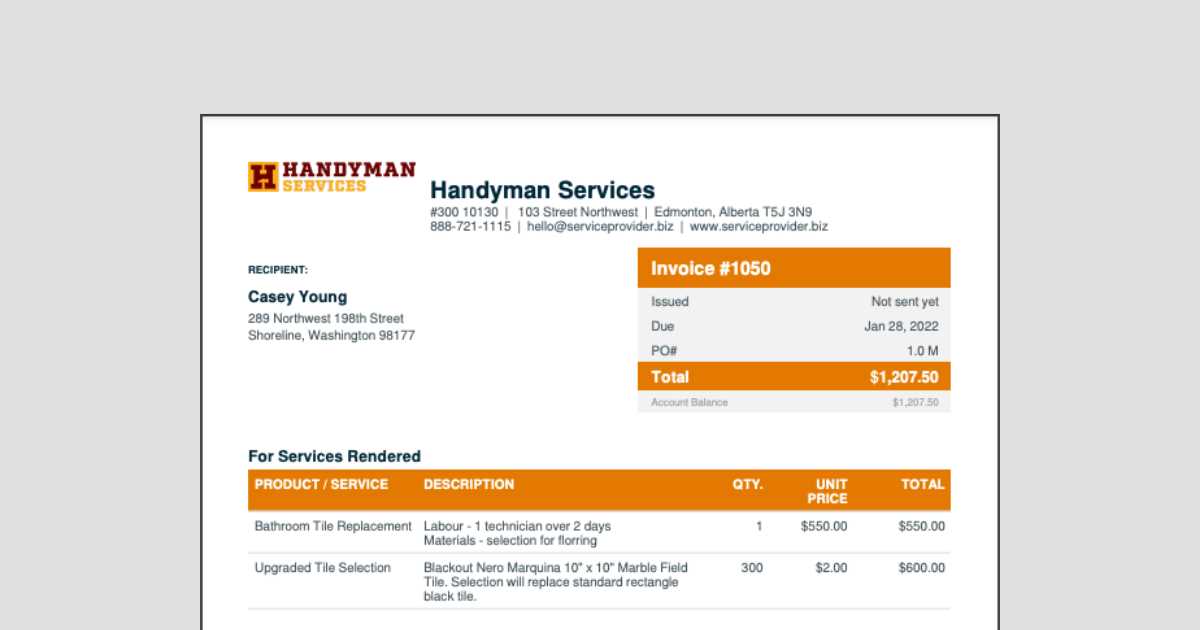 invoice template for labour