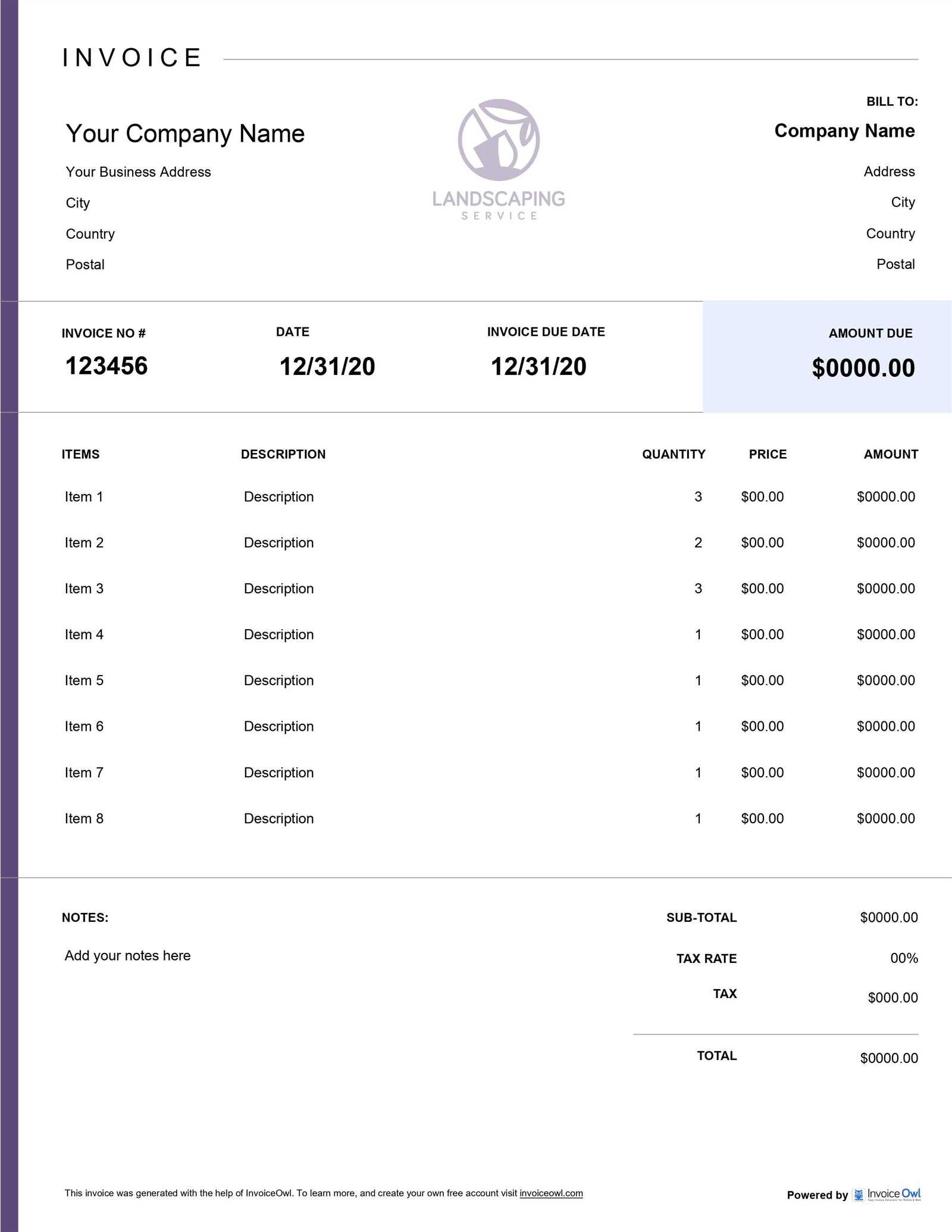 invoice template for lawn services