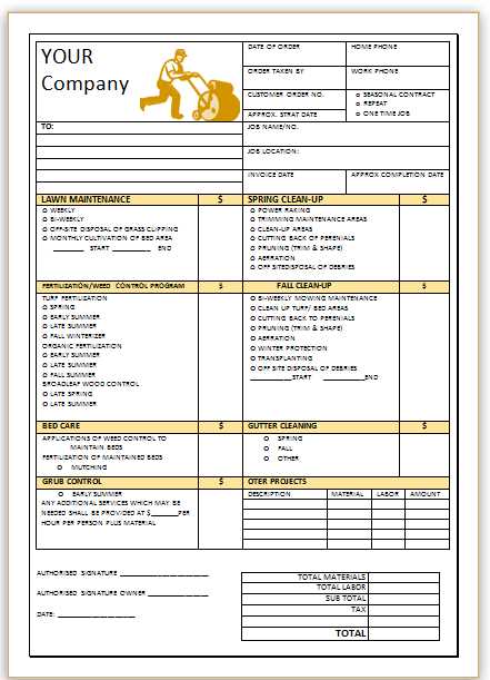 invoice template for lawn services