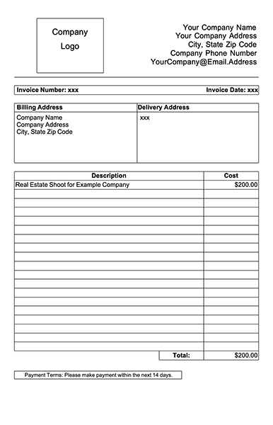 invoice template for openoffice