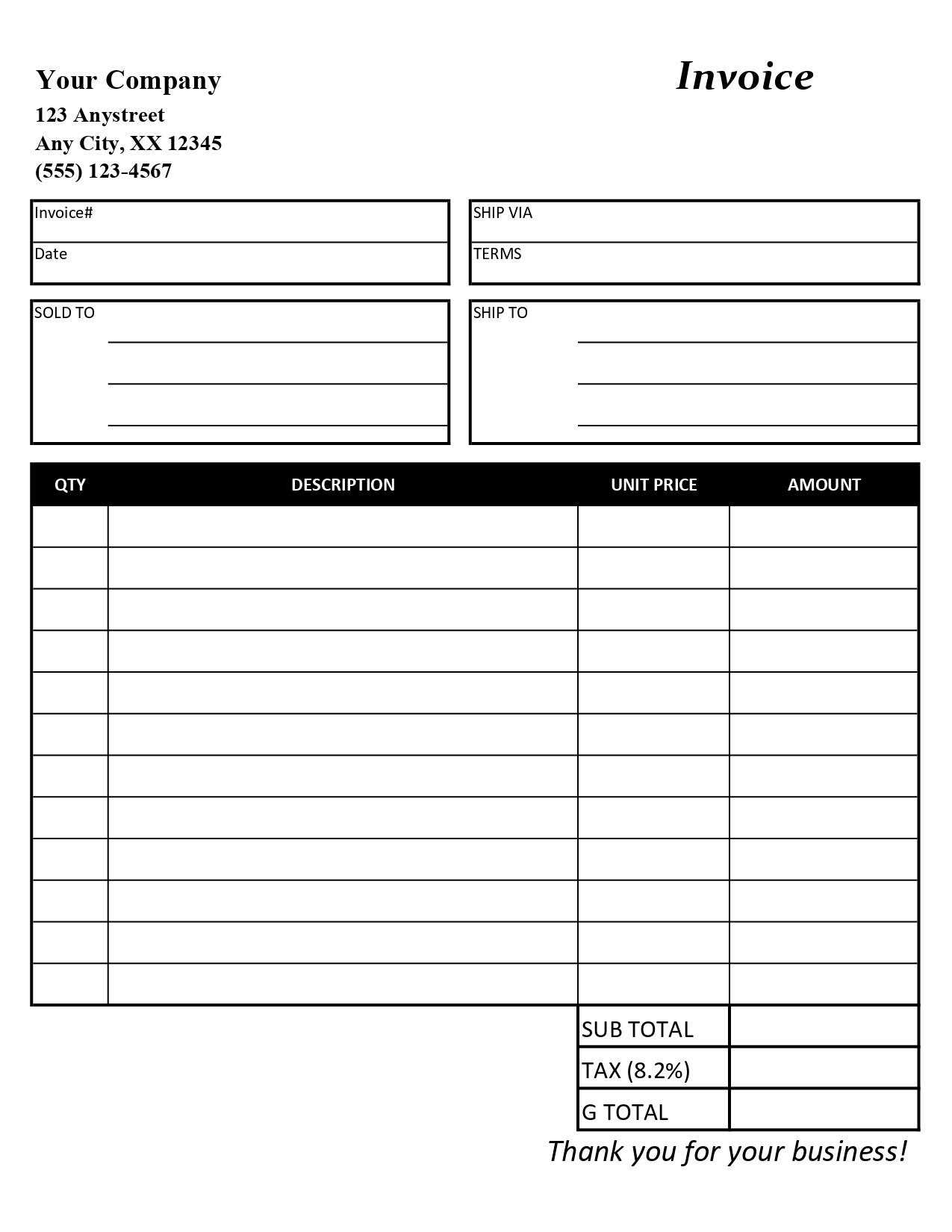 invoice template for openoffice