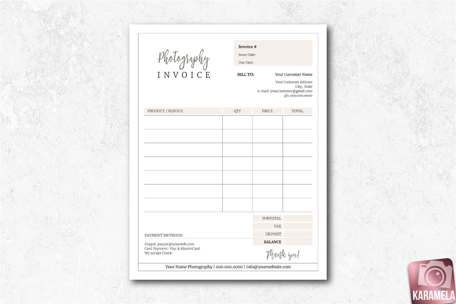 invoice template for photography