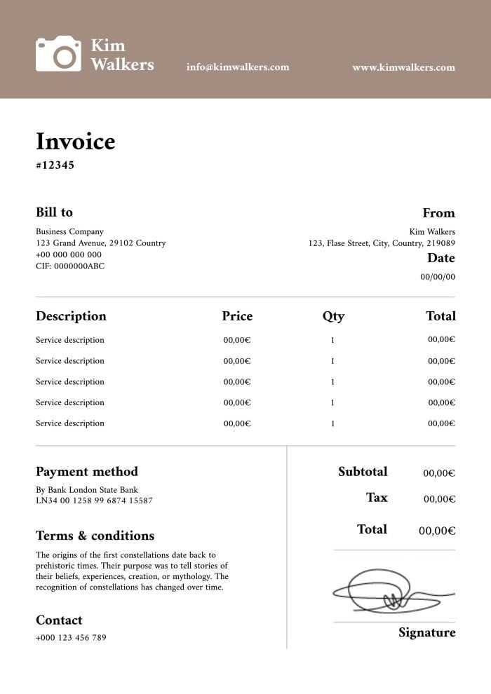 invoice template for photography