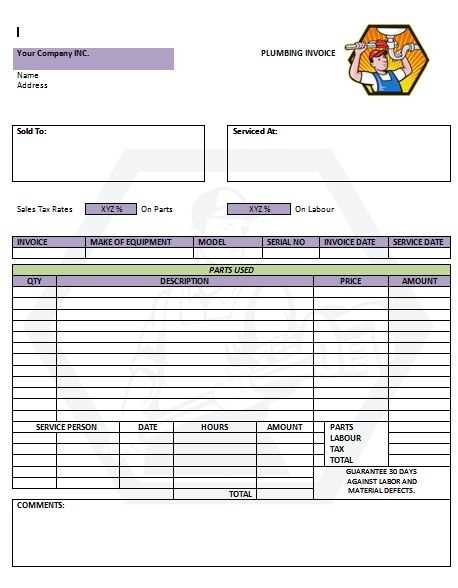 invoice template for plumbing services