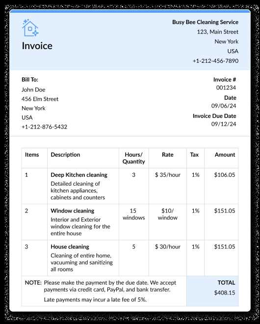 invoice template for services provided