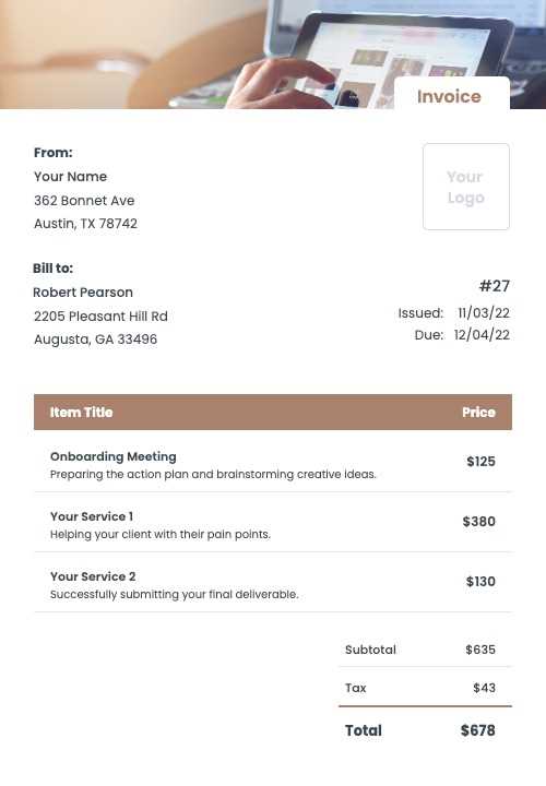 invoice template for social media services