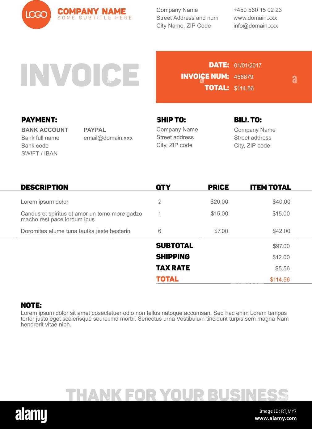 invoice template for social media services