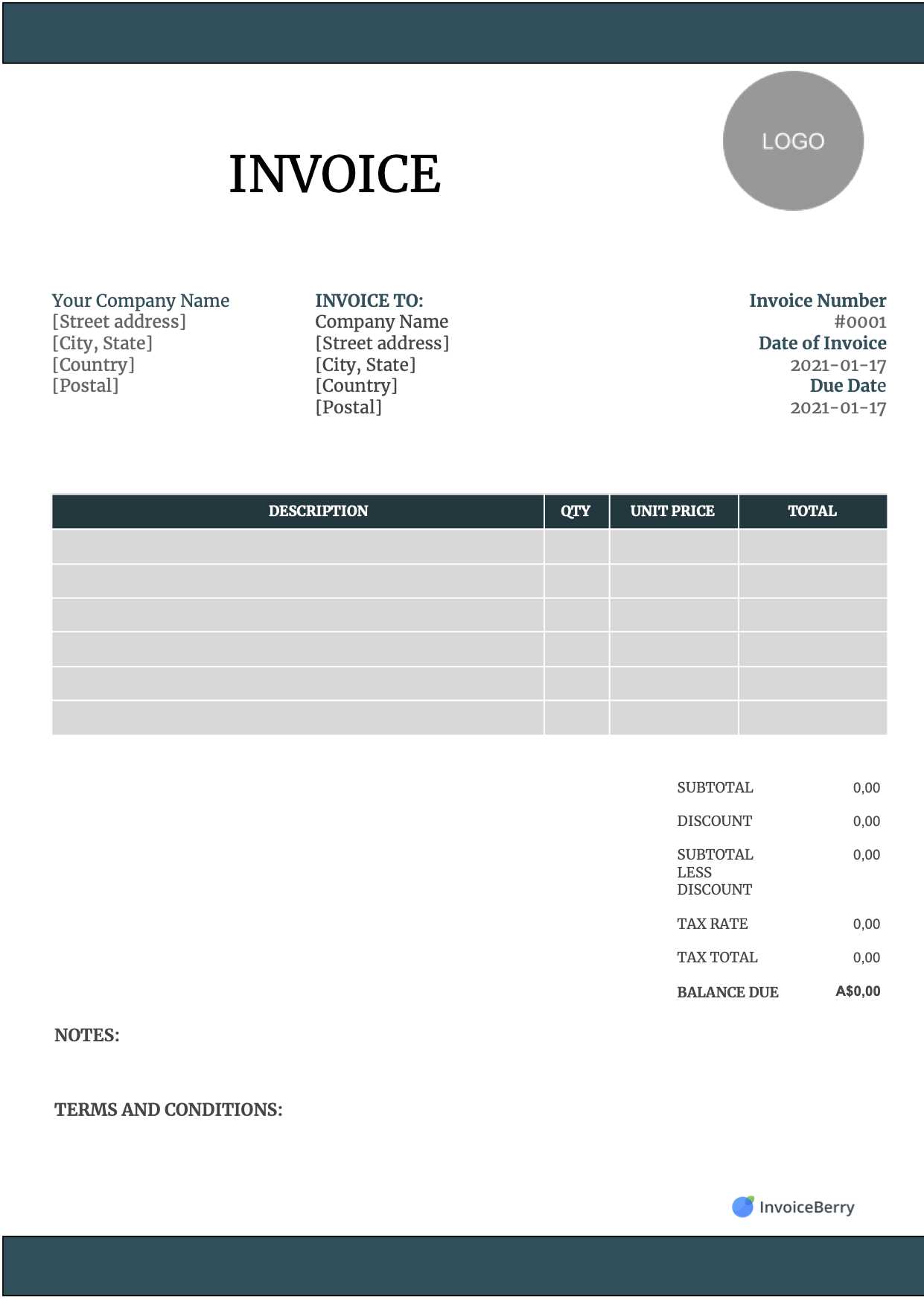 invoice template free pdf