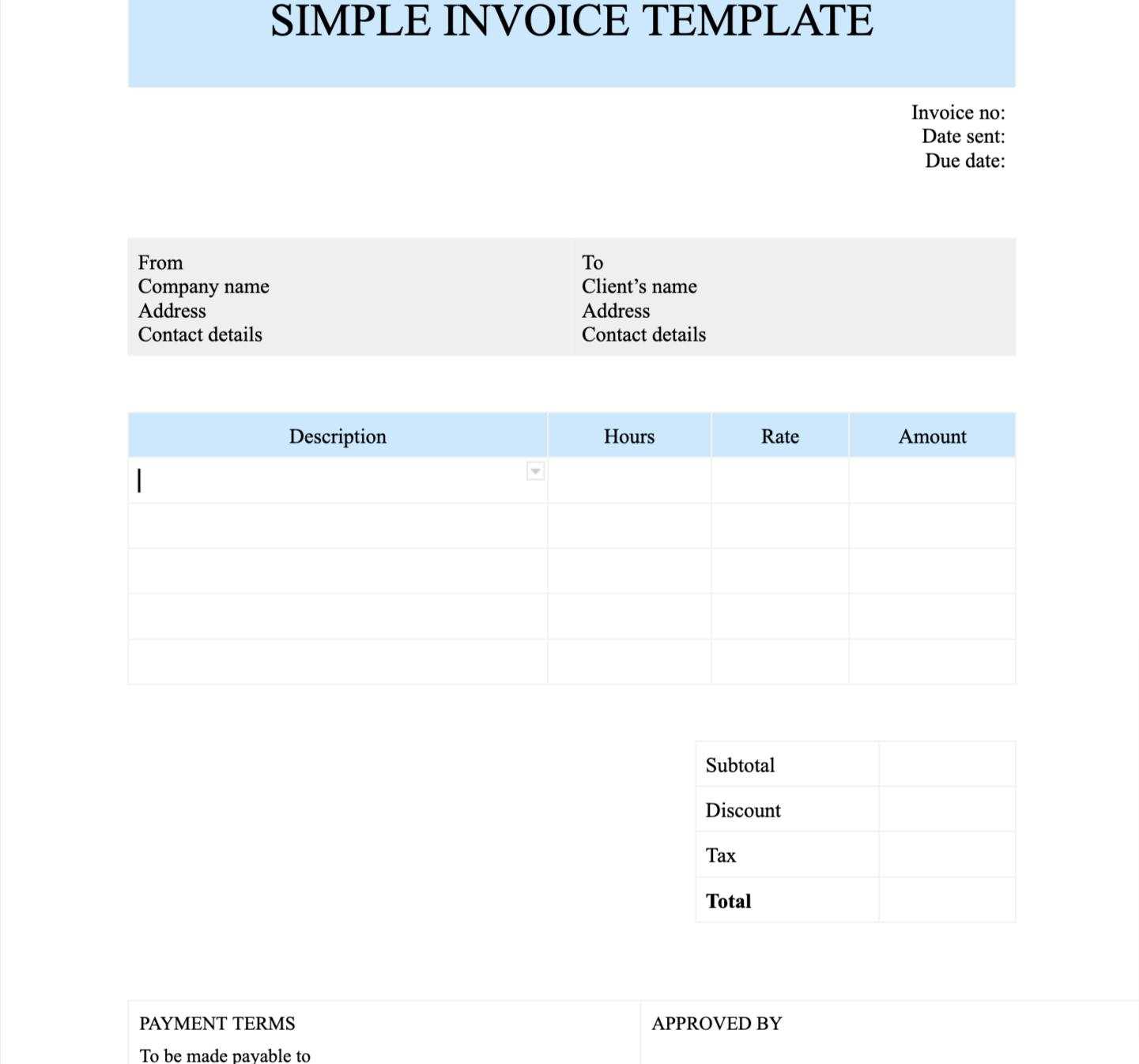 invoice template free simple