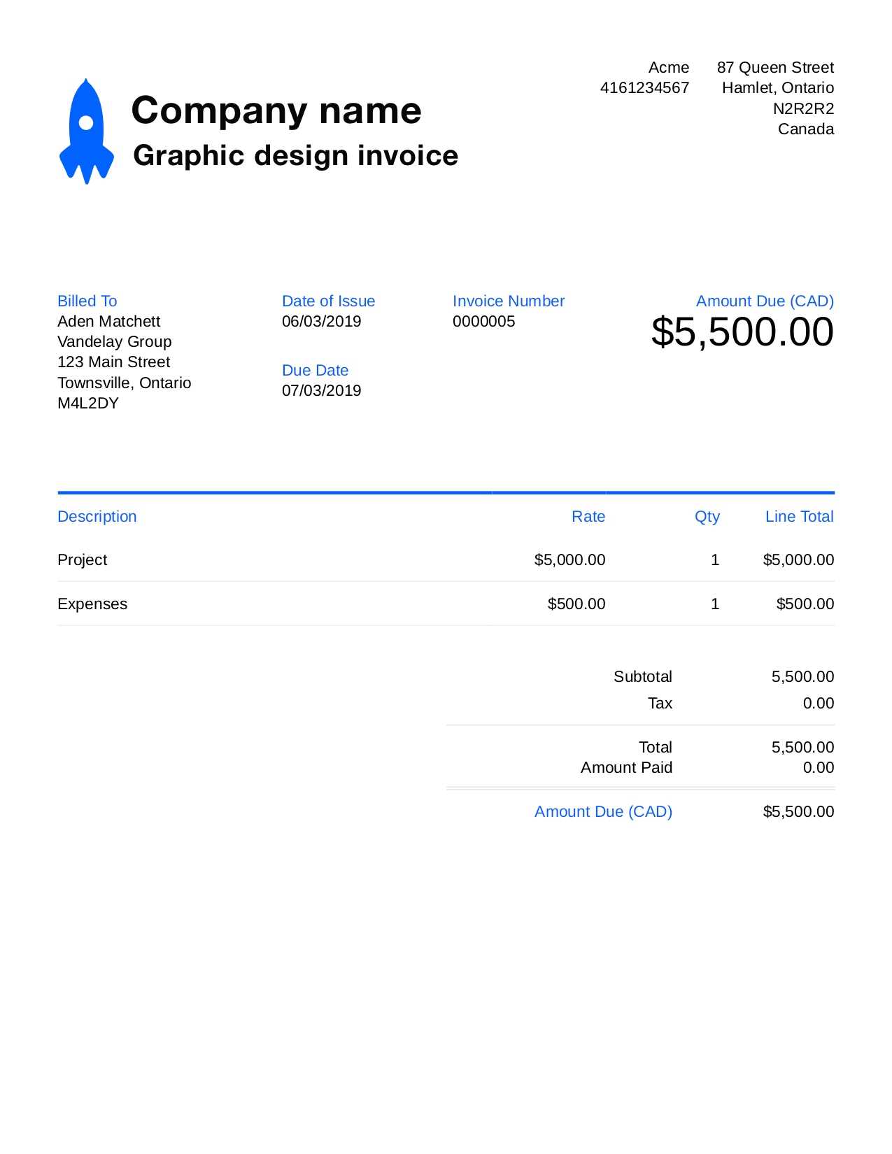 invoice template graphic design