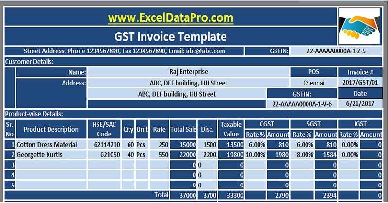 invoice template in excel format