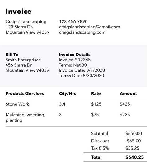 invoice template in quickbooks