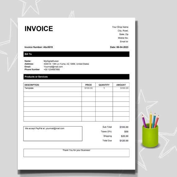 invoice template in word document