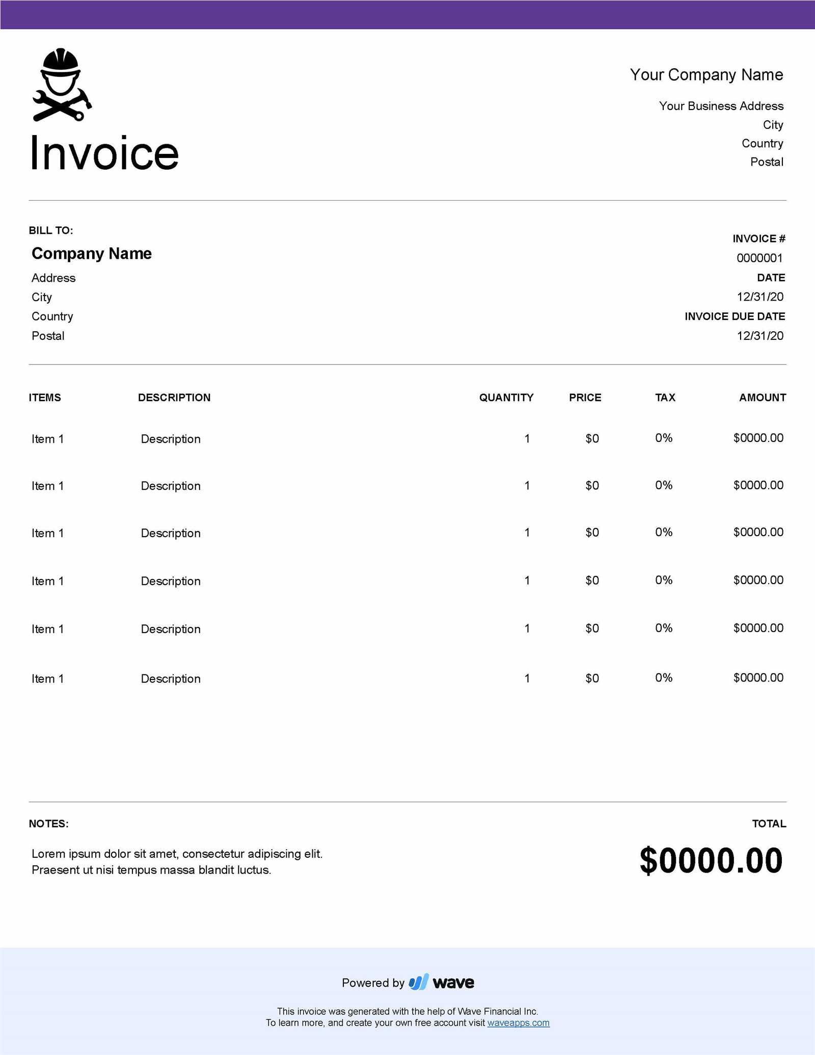 invoice template independent contractor