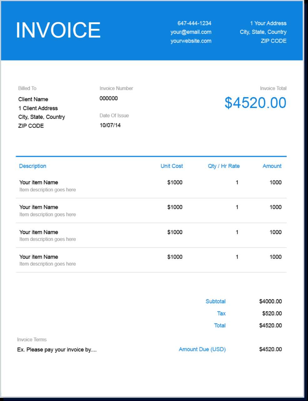 invoice template microsoft word 2007