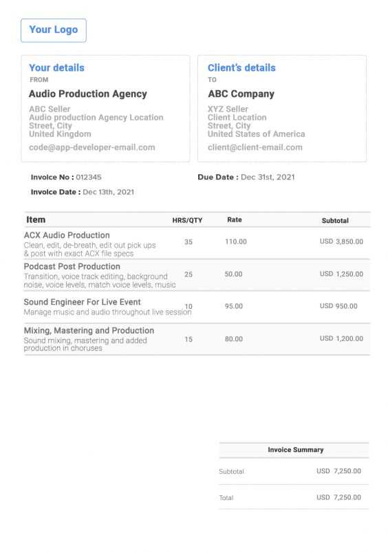 invoice template musician