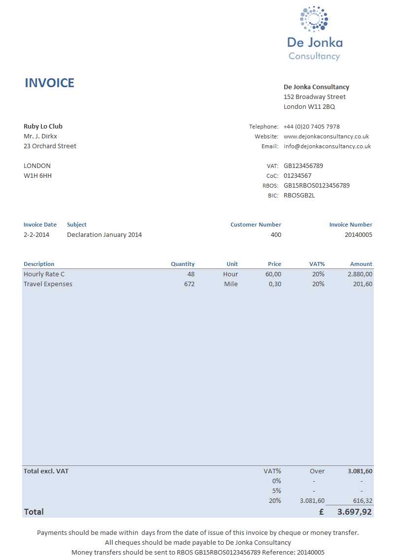 invoice template numbers mac free