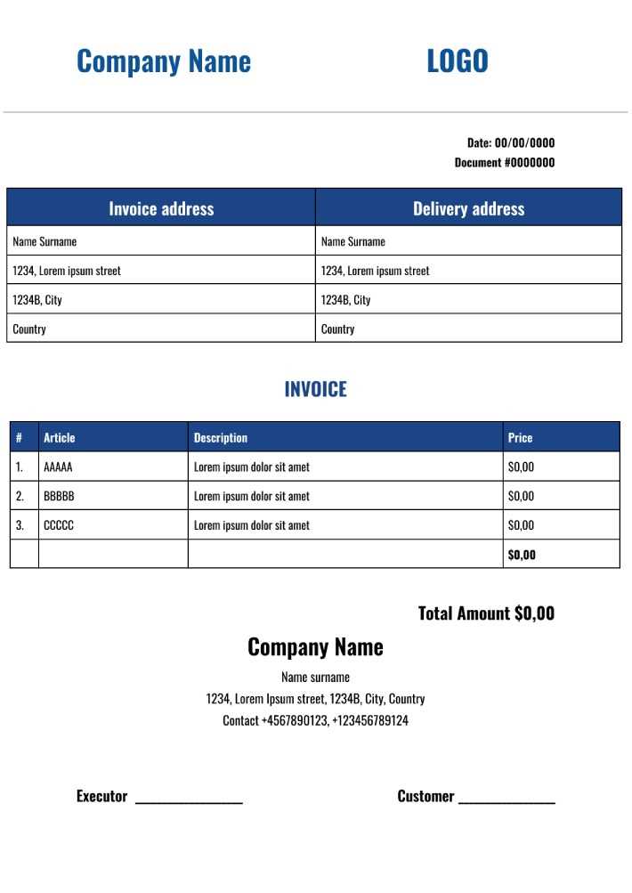 invoice template odt