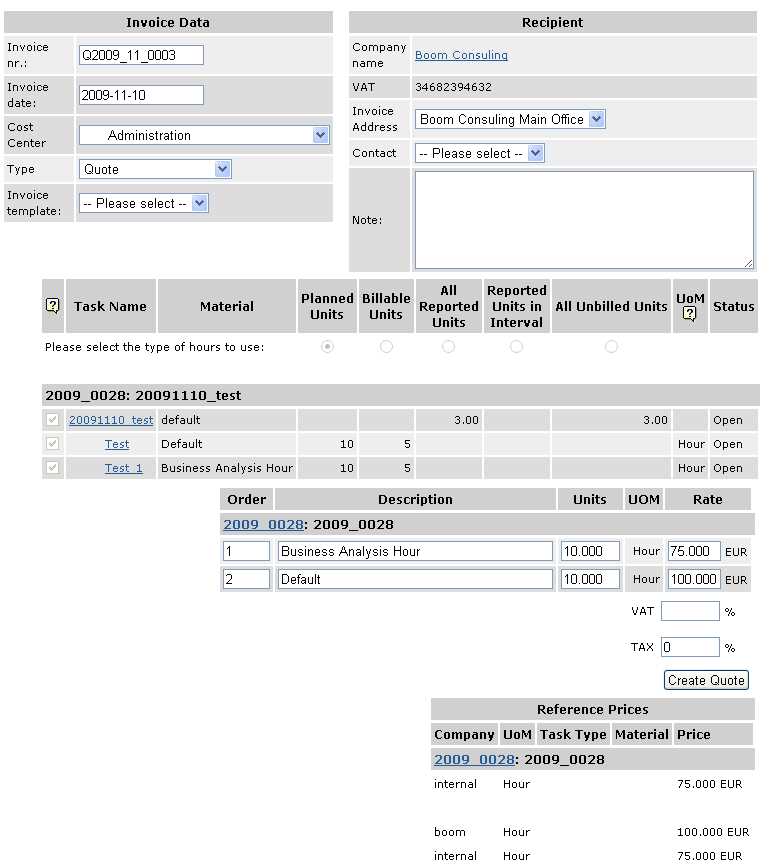 invoice template odt