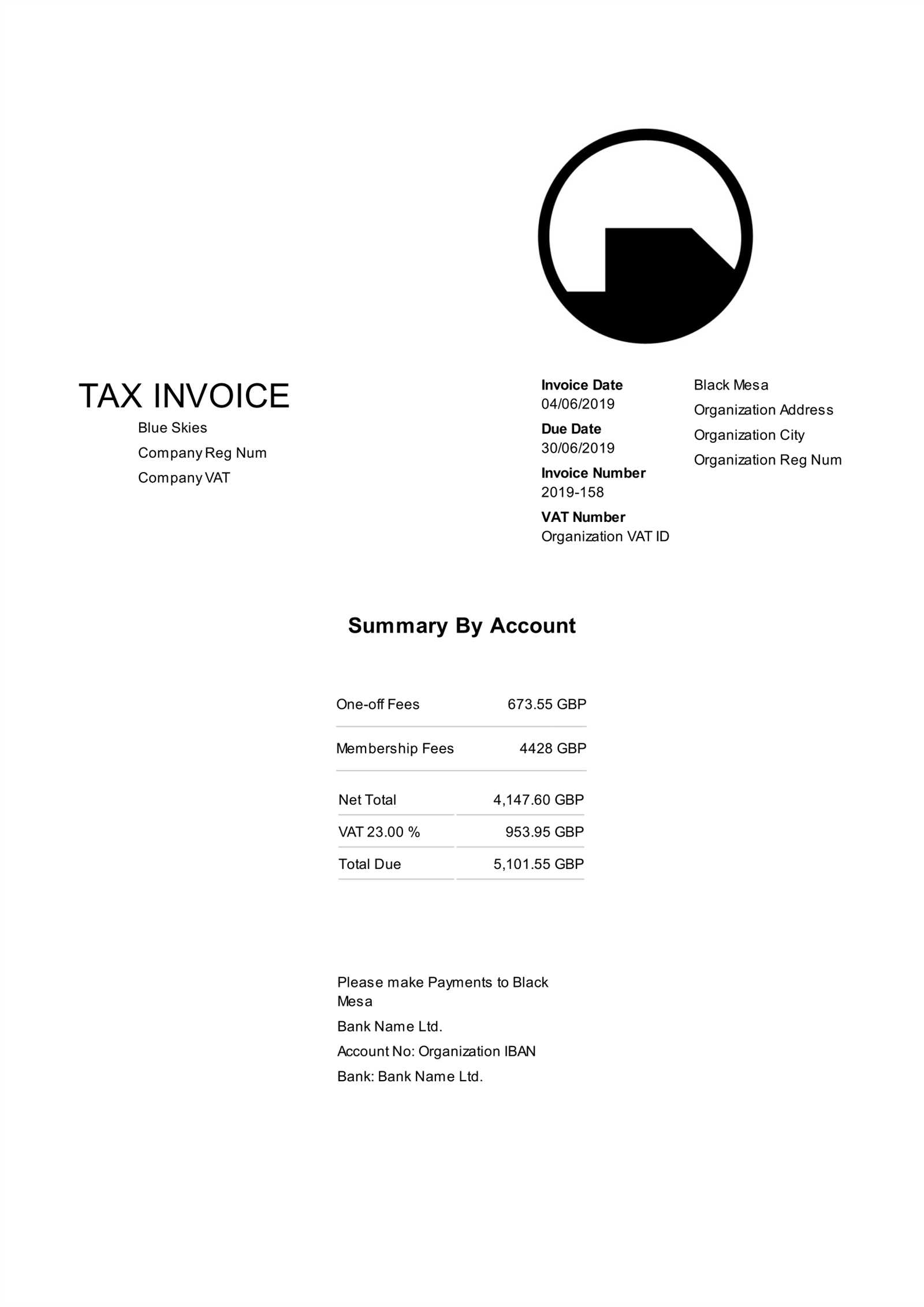 invoice template sketch