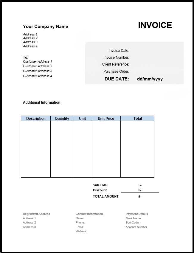 invoice template sole trader