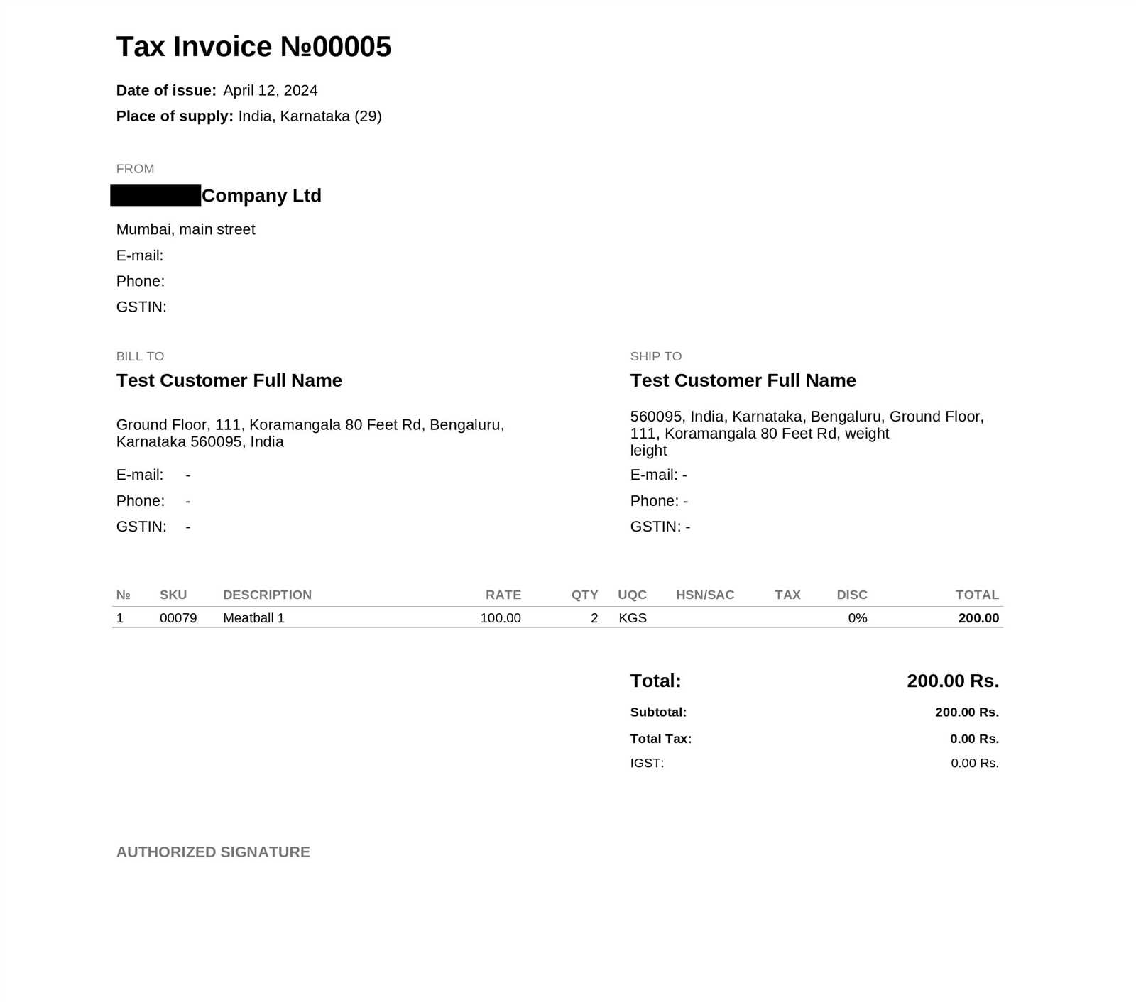 invoice template with gst india