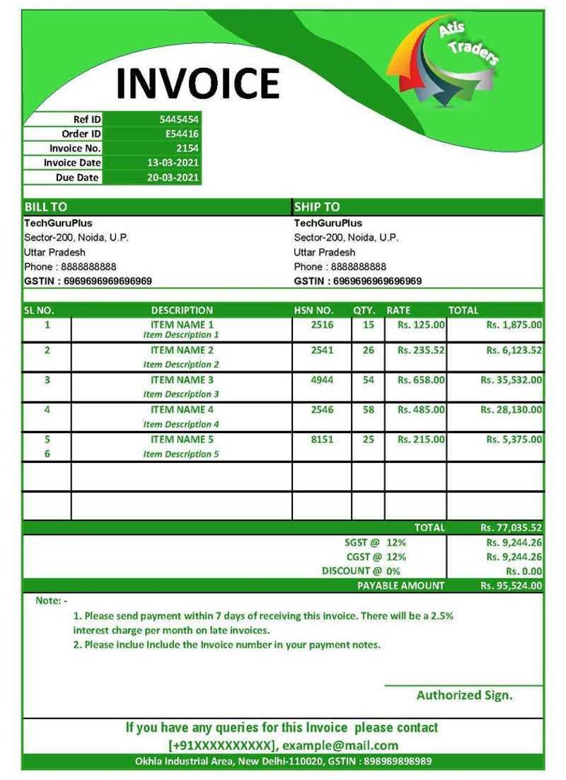 invoice template with tax calculation