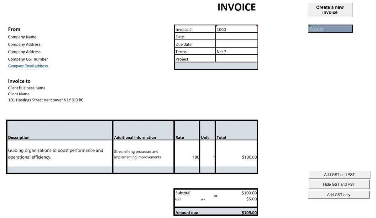 invoice template with vat number