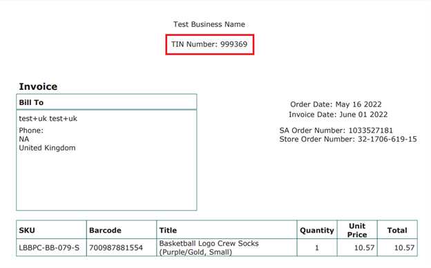 invoice template with vat number