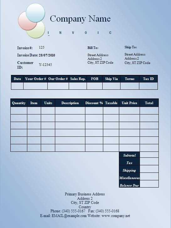 invoice template word 2010