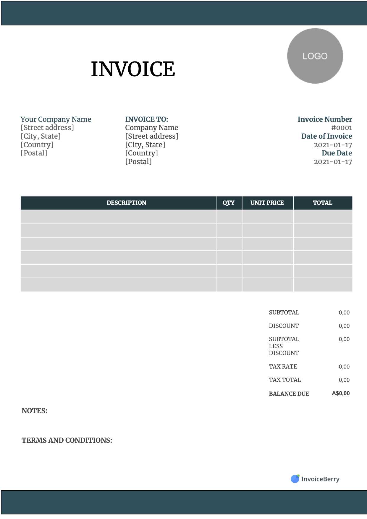 invoice template word free download