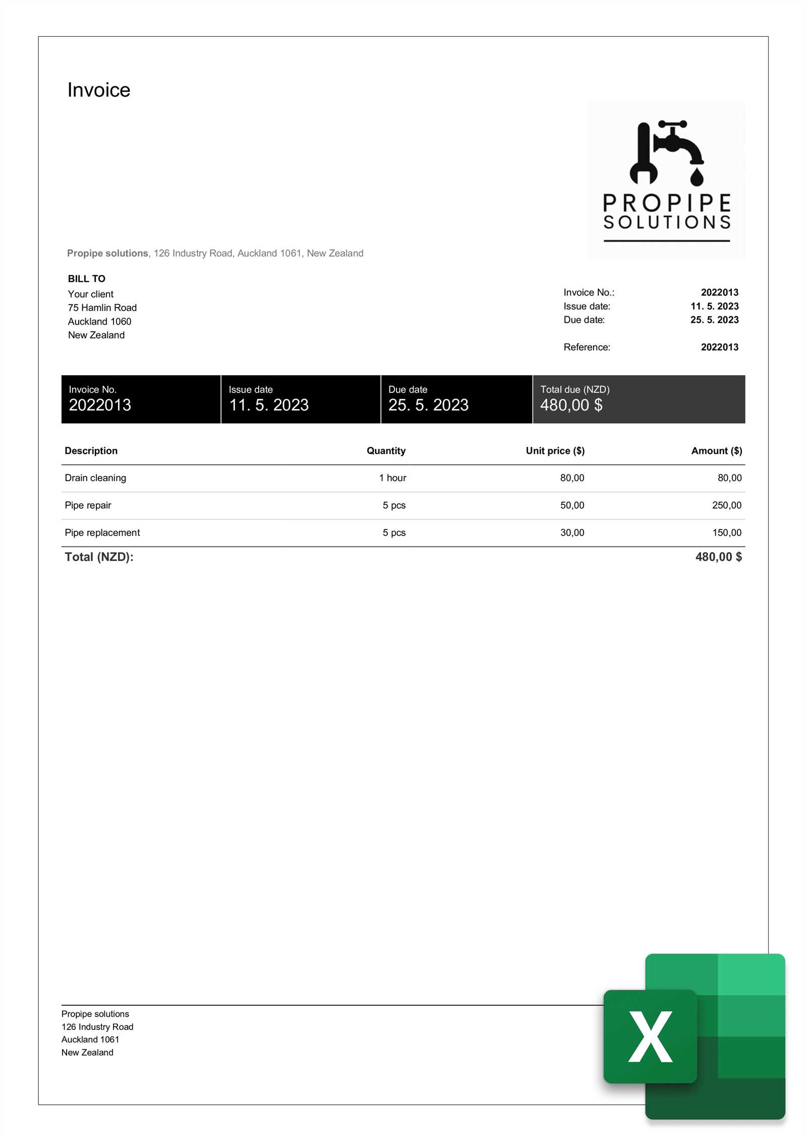 invoice template xls free