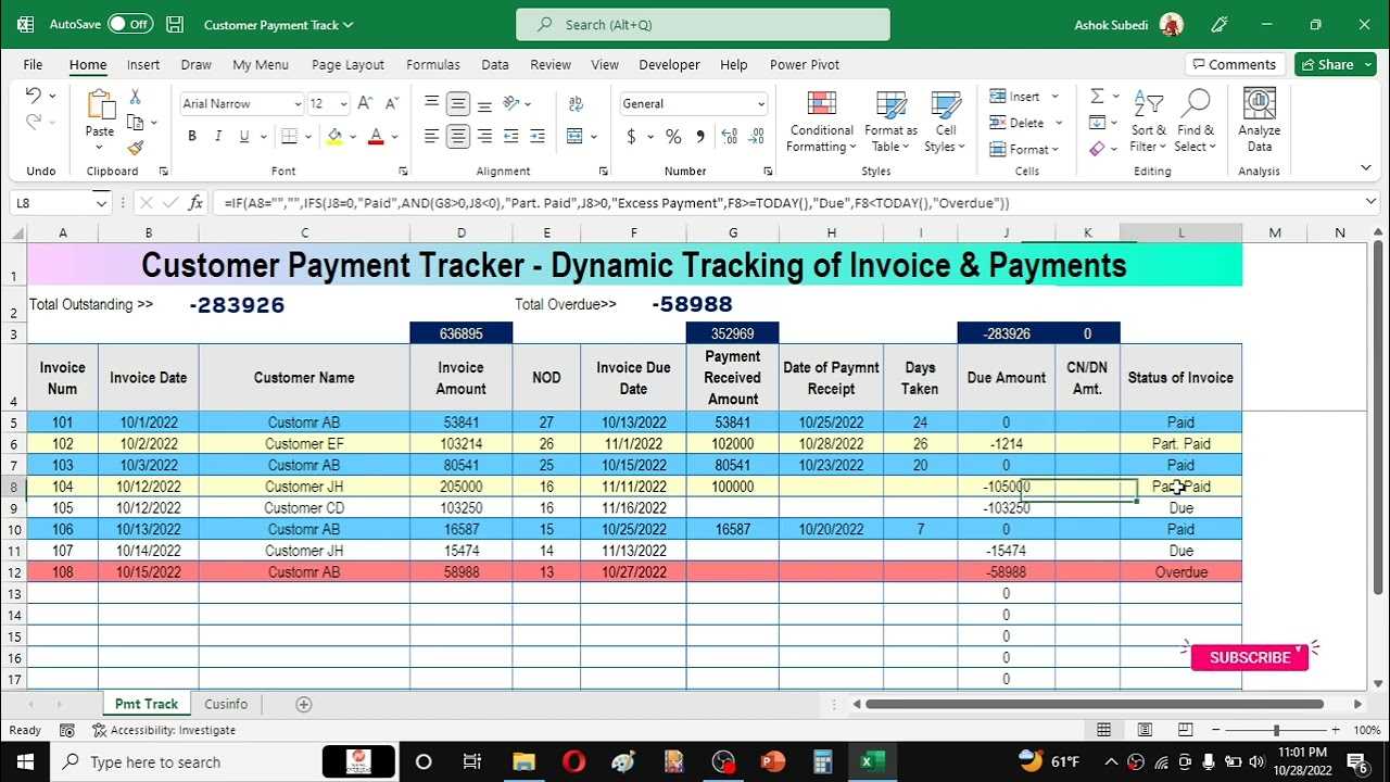 invoice tracker excel template free download